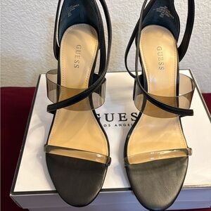 Guess size 8.5 Black and Transparent Strappy Heels